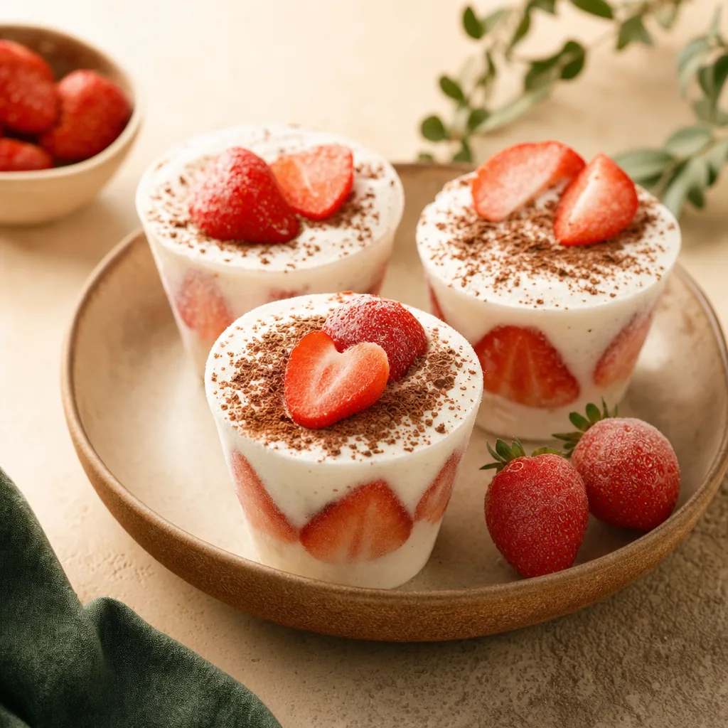 Gefrorene Erdbeerbecher mit Skyr