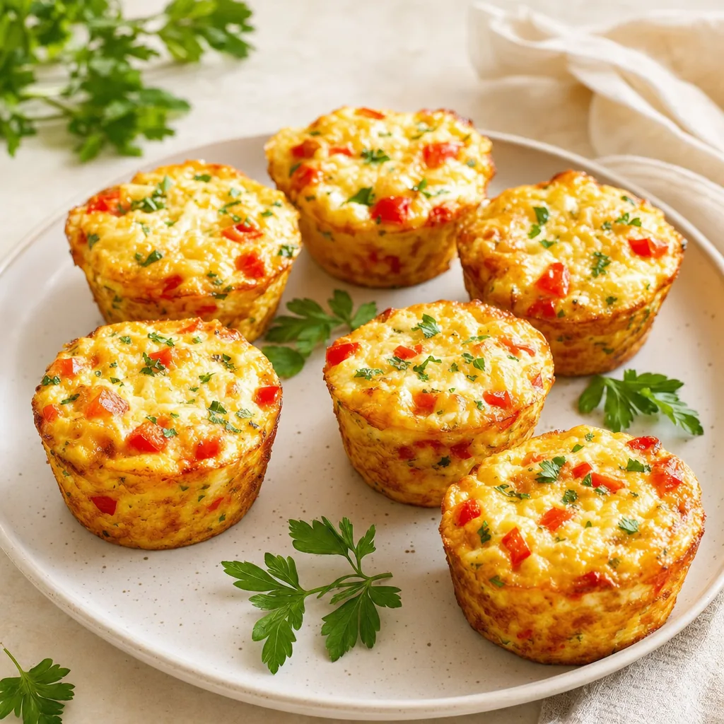 Goldbraune herzhafte Protein-Muffins mit Paprika und Käse