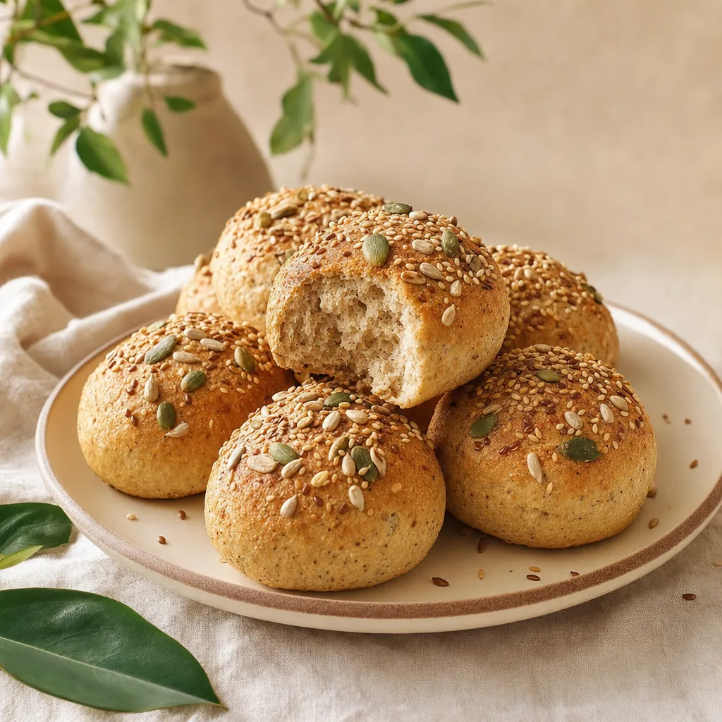Saftige Eiweißbrötchen auf einem Teller