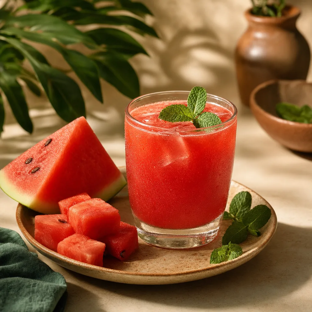 Erfrischender Wassermelonensaft in einem Glas
